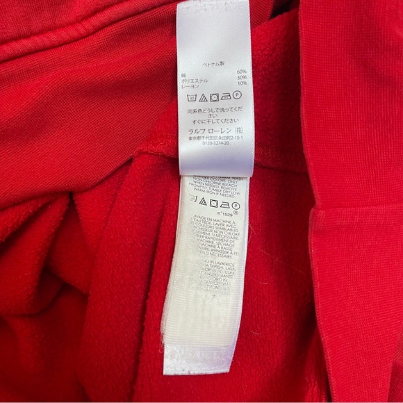 Polo Ralph Lauren Big Pony #3 Patch Edition Red Embroidered Hoodie Sweatshirt L - Picture 8 of 12